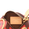 Porte-clef Louis Vuitton  Nano Speedy en toile damier marron et rouge et cuir naturel - Detail D2 thumbnail