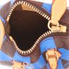 Porte-clef Louis Vuitton  Nano Speedy en toile damier marron et bleue et cuir naturel - Detail D3 thumbnail