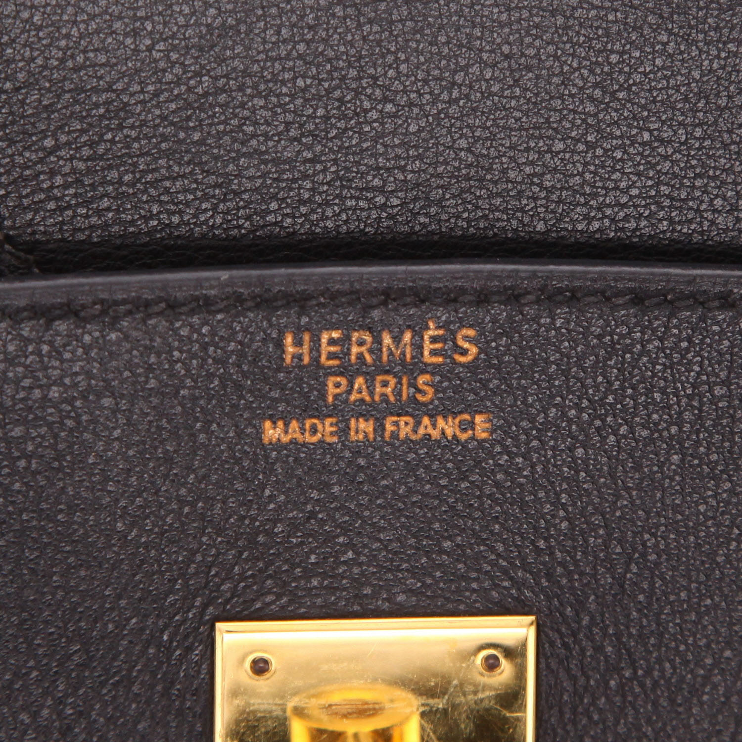 Bolso de mano Hermès  Birkin 35 cm en cuero Evergrain negro - Detail D2
