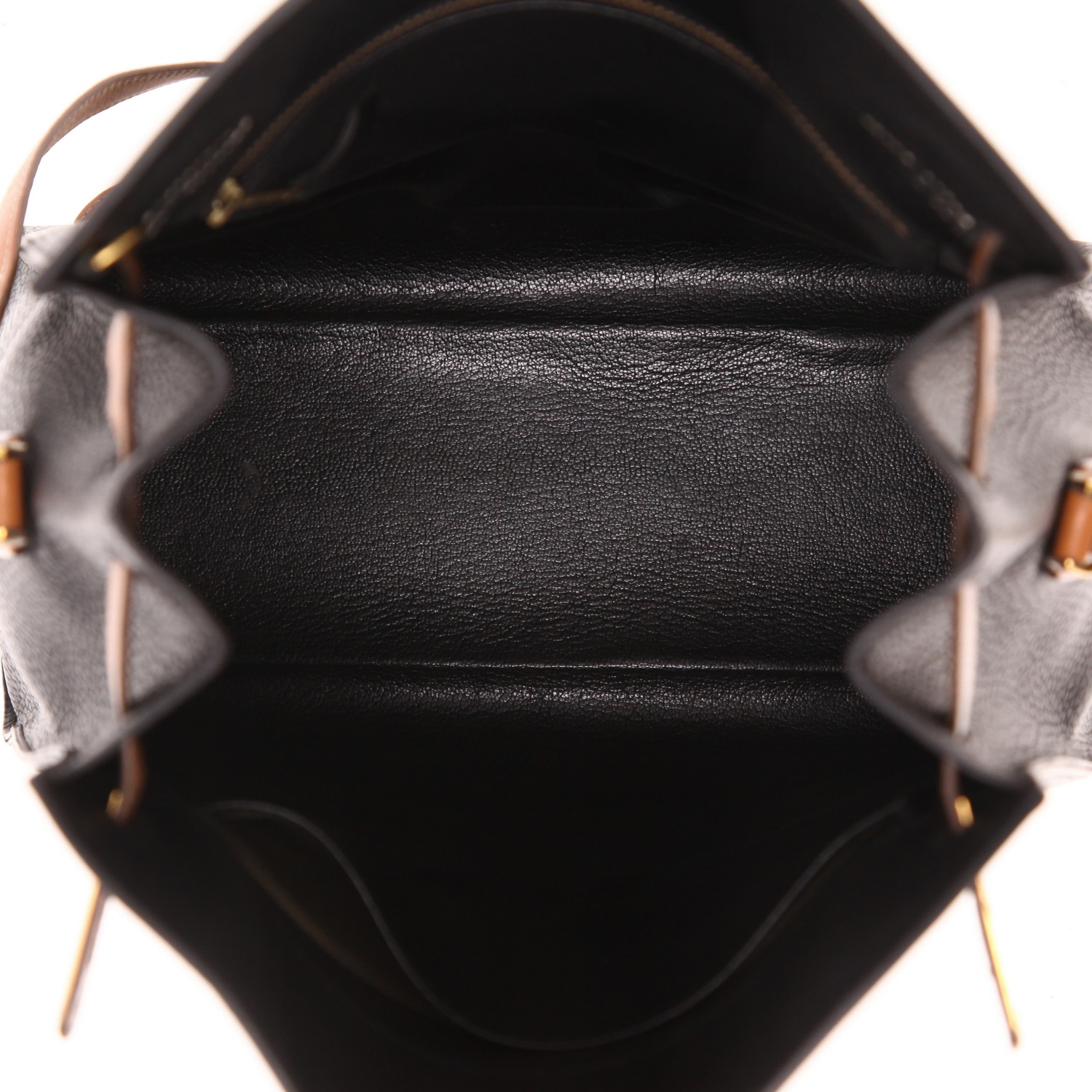 Bolso de mano Hermès  Kelly Sport en cuero Ardenne negro y cuero marrón - Detail D3