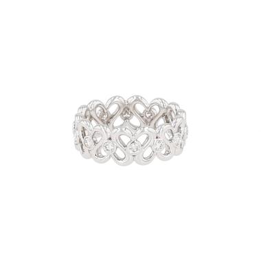 Sortija De Beers Swan de oro blanco y diamantes