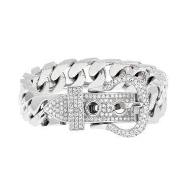 Brazalete Hermès Boucle Sellier de oro blanco y diamantes