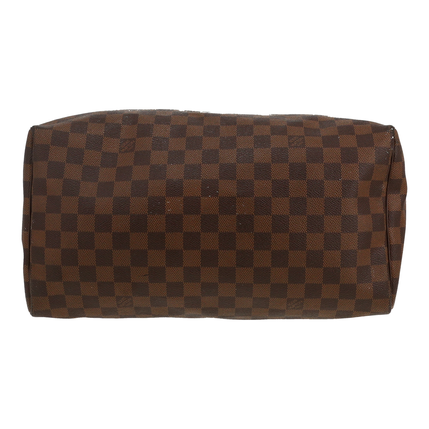 Louis Vuitton  Speedy 35 handbag  in ebene damier canvas  and brown leather - Detail D1
