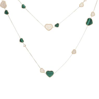 Sautoir Chopard Happy Hearts en or rose, diamants et malachite