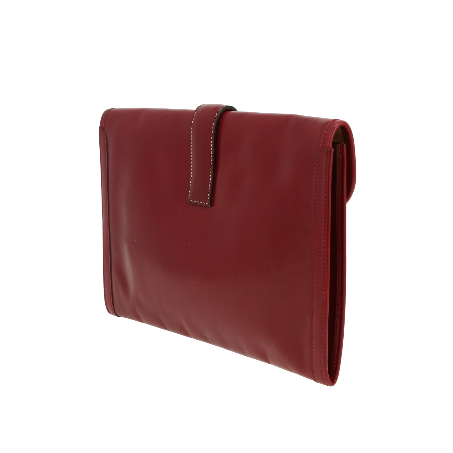 Pochette Hermès  Jige in pelle box bordeaux - Detail D6