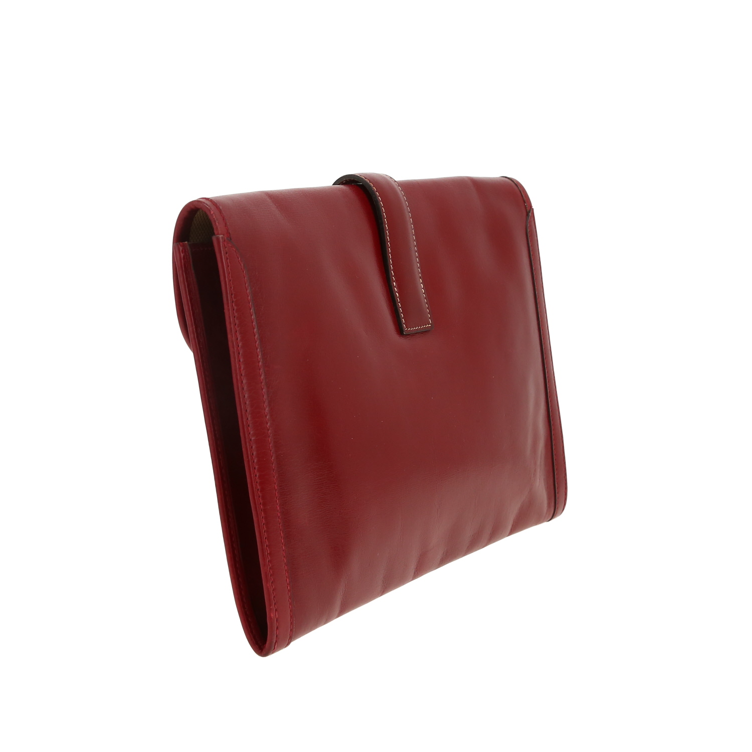 Pochette Hermès  Jige in pelle box bordeaux - Detail D8