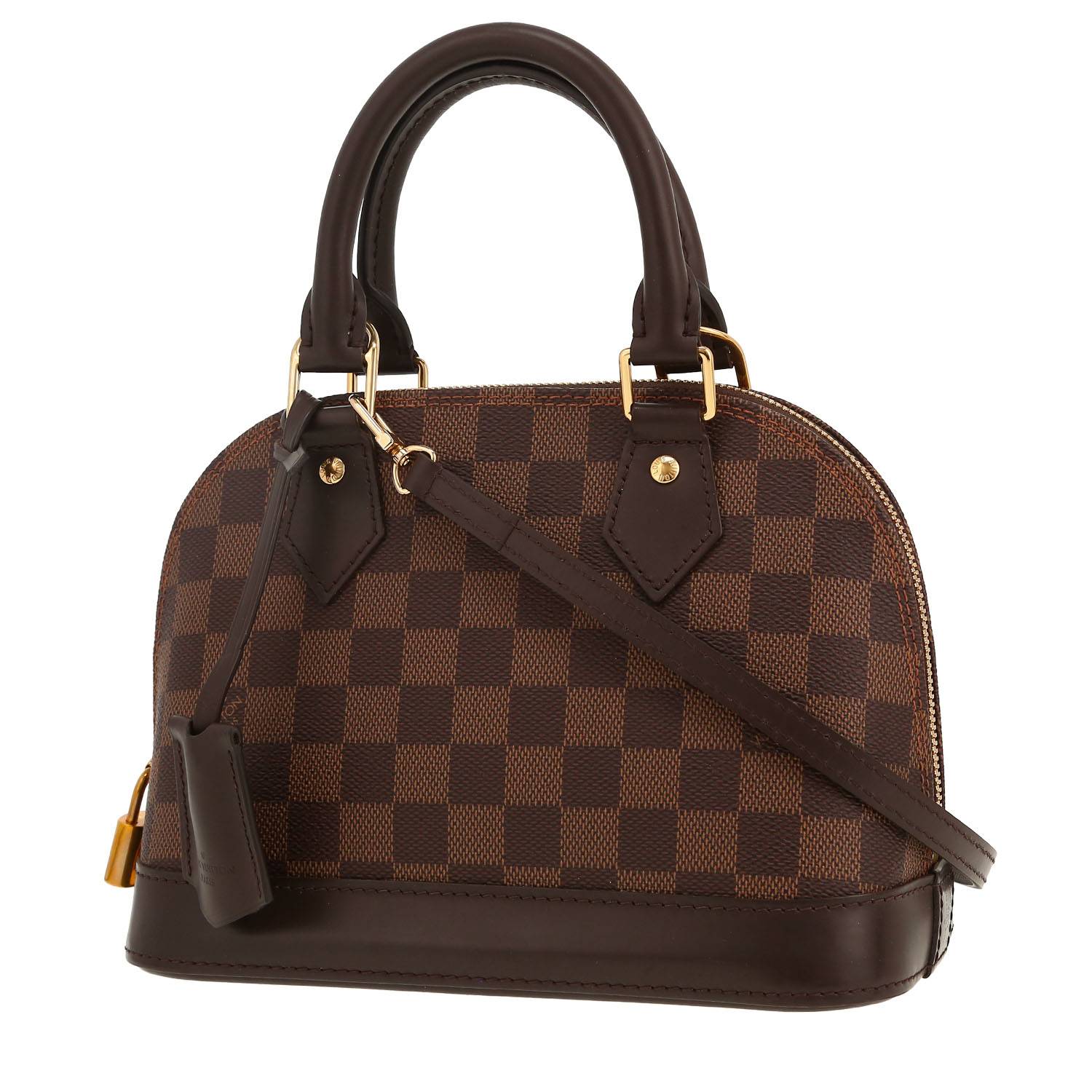 Borsa a tracolla Louis Vuitton  Alma BB in tela a scacchi ebana e pelle marrone