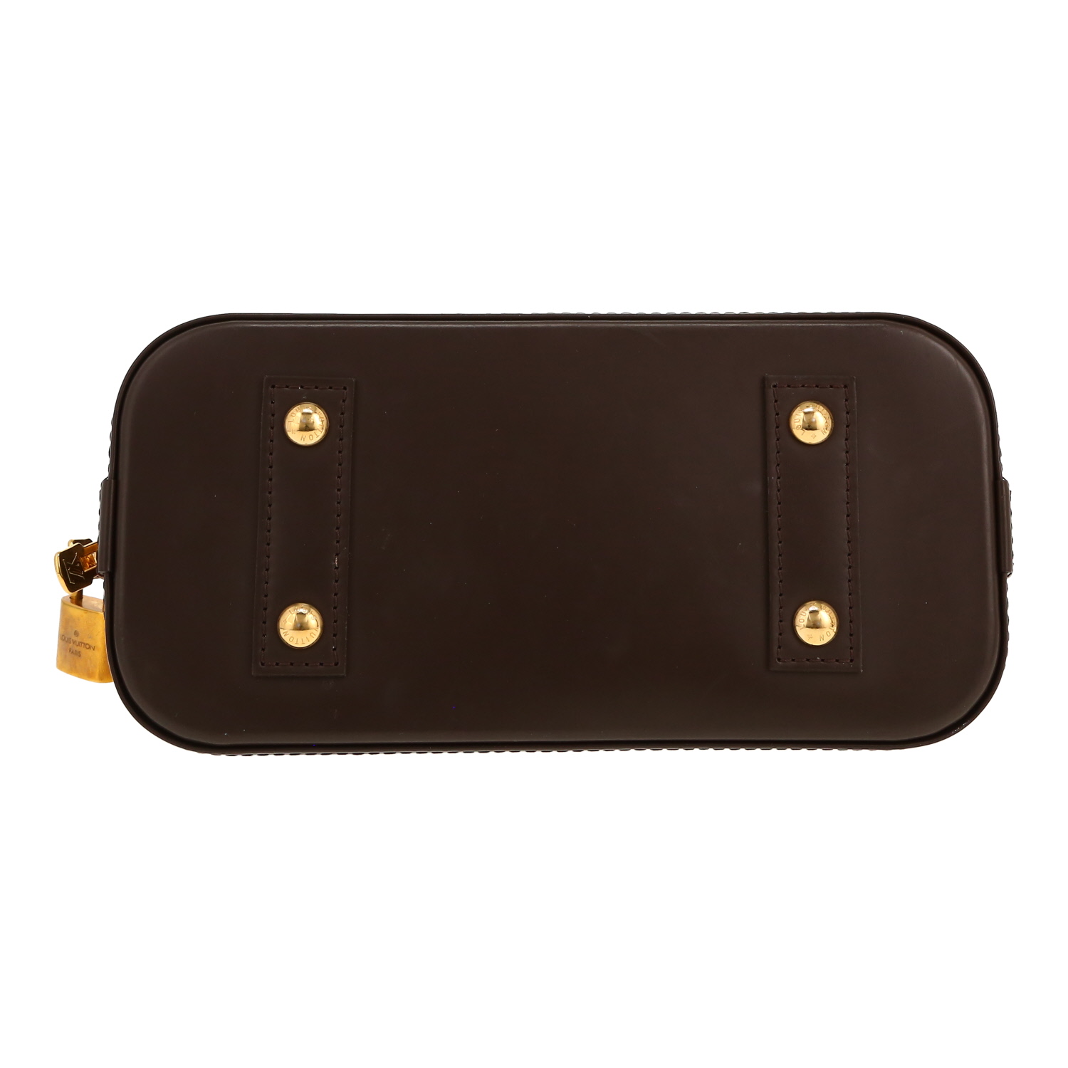 Bolso bandolera Louis Vuitton  Alma BB en lona a cuadros ébano y cuero marrón - Detail D1