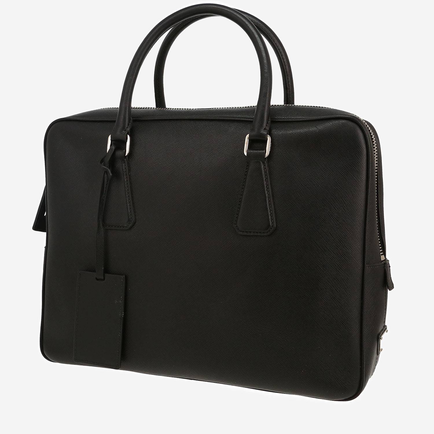 Porta-documentos Prada   en cuero saffiano negro