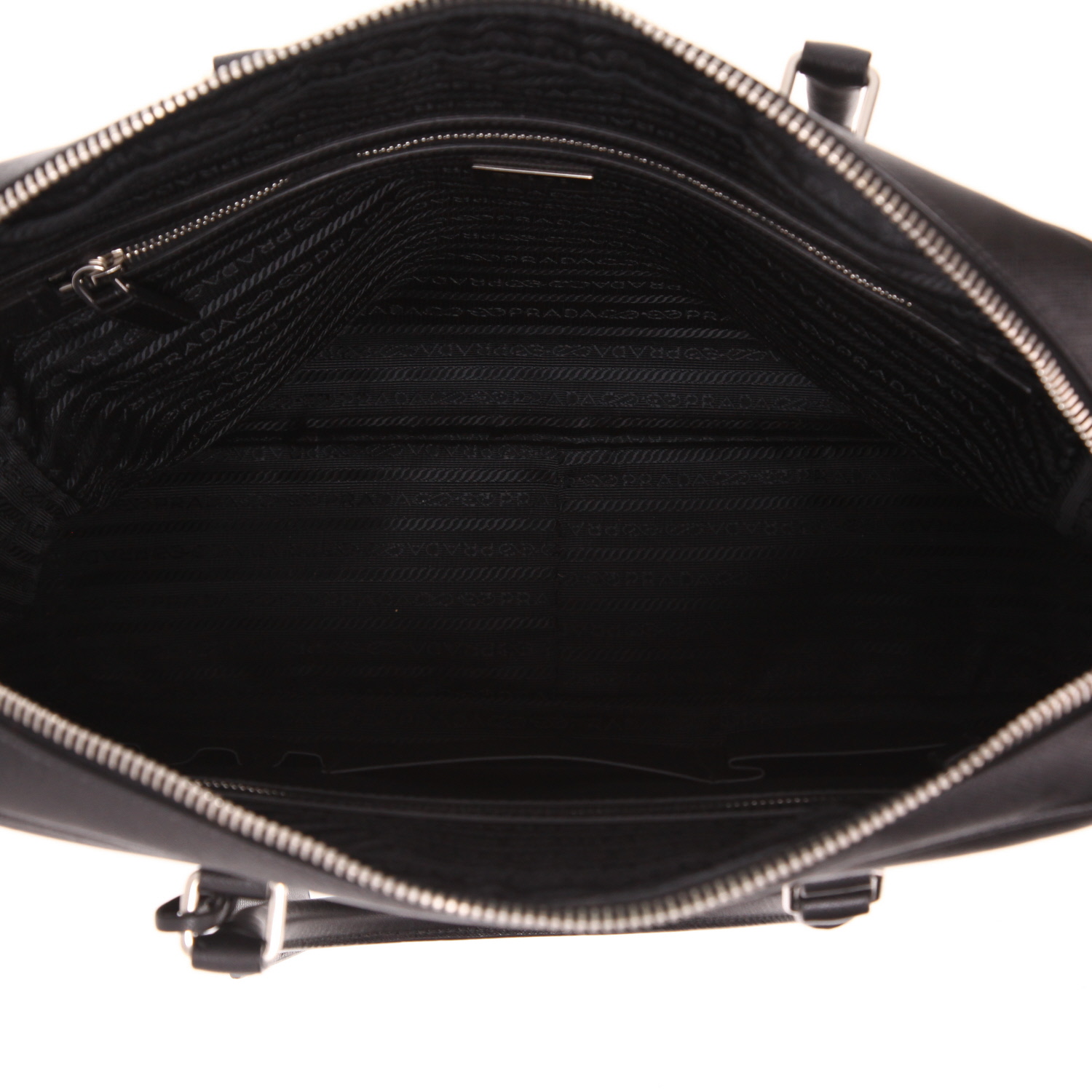 Prada   briefcase  in black leather saffiano - Detail D3