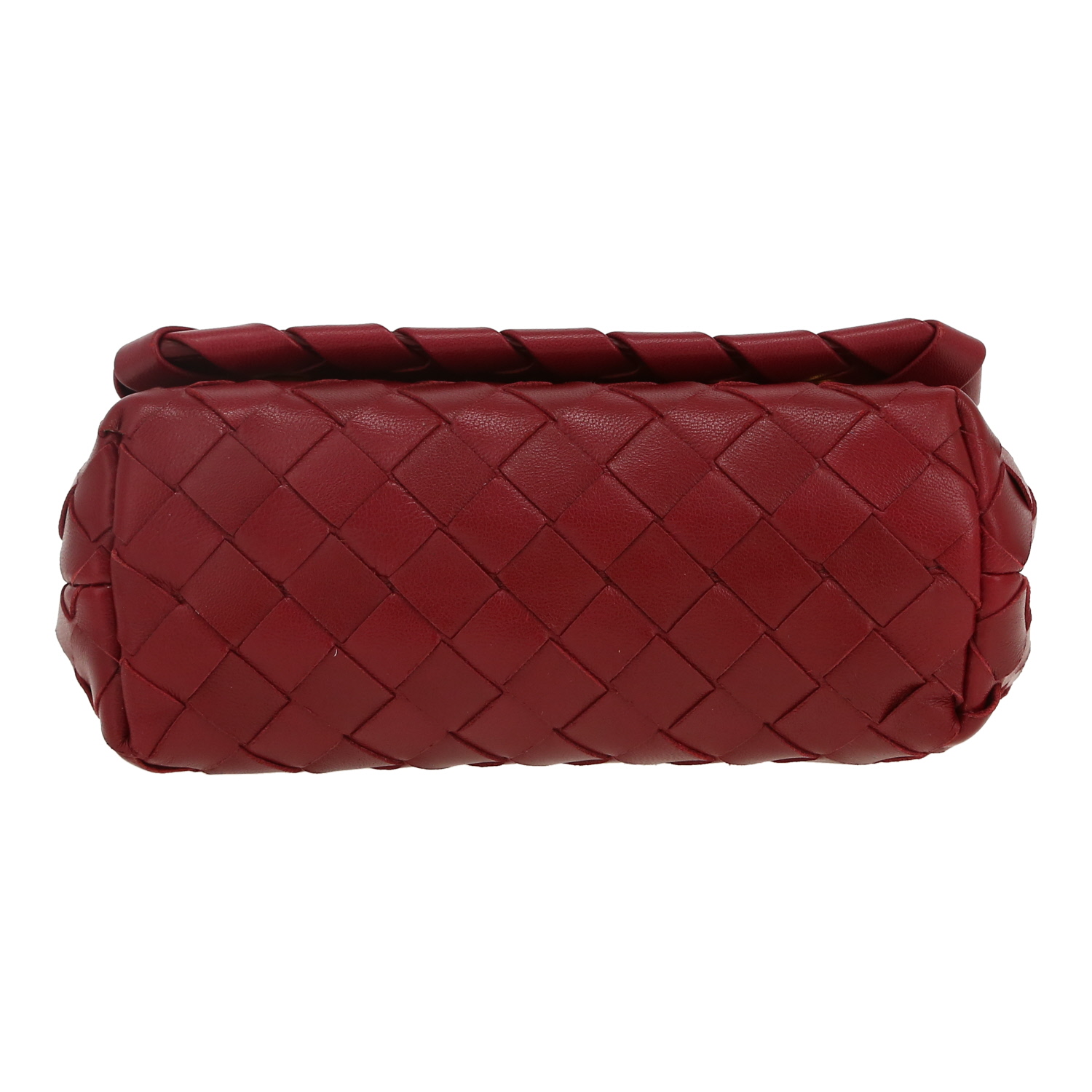 Sac bandoulière Bottega Veneta   en cuir tressé bordeaux - Detail D1