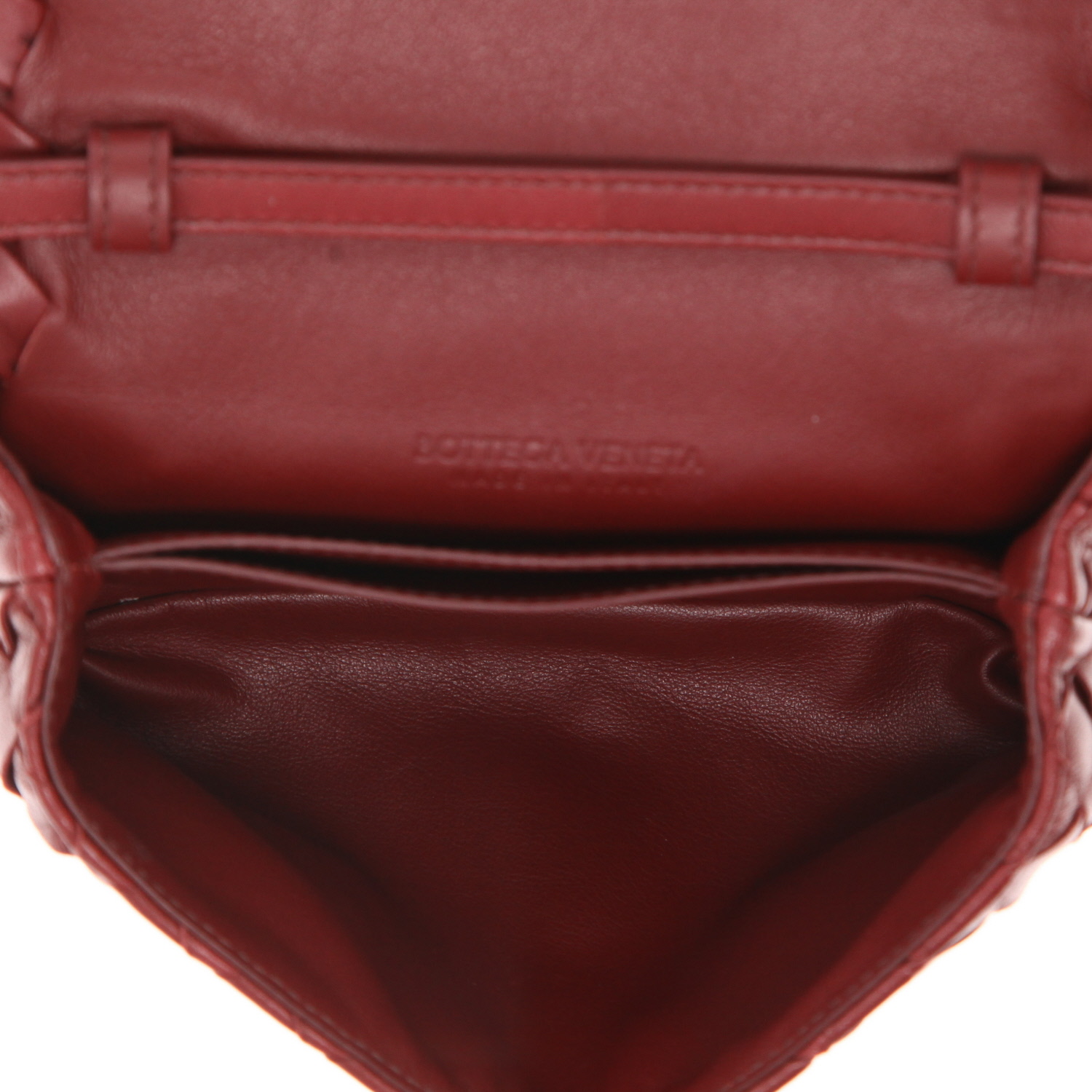 Borsa a tracolla Bottega Veneta   in pelle intrecciata bordeaux - Detail D3