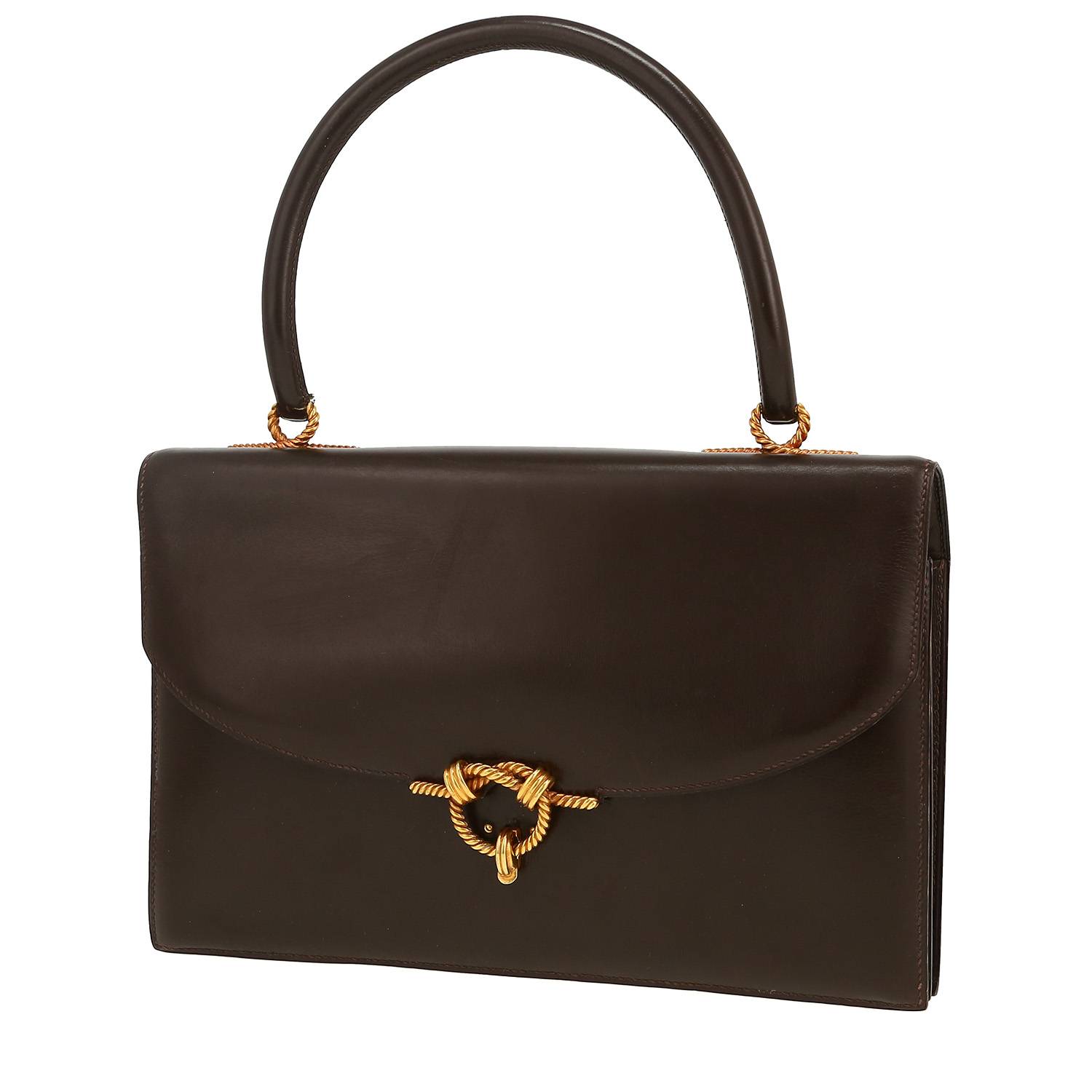 Sac à main Hermès  Cordeliere en cuir box marron