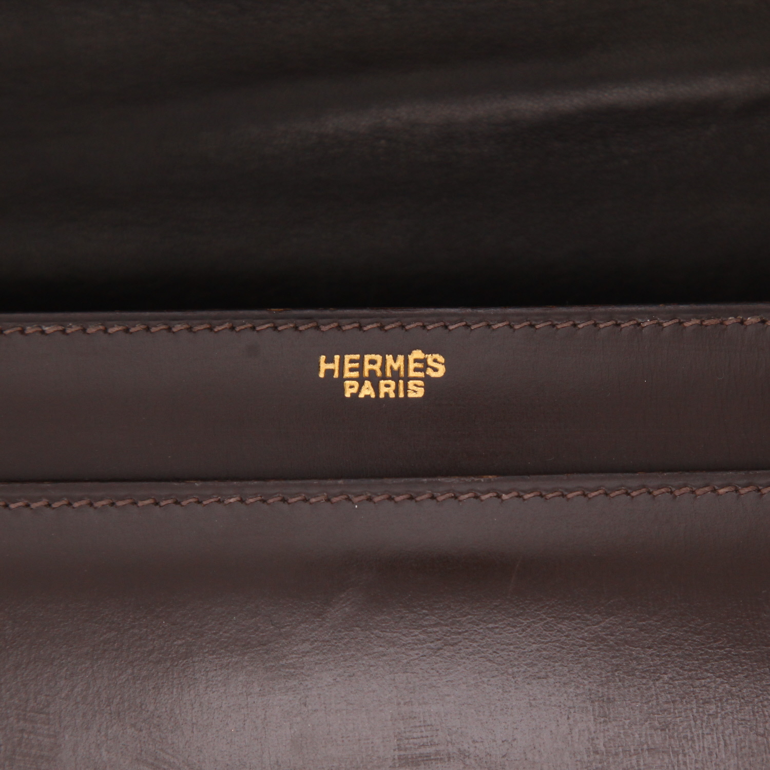 Hermès  Cordeliere handbag  in brown box leather - Detail D2