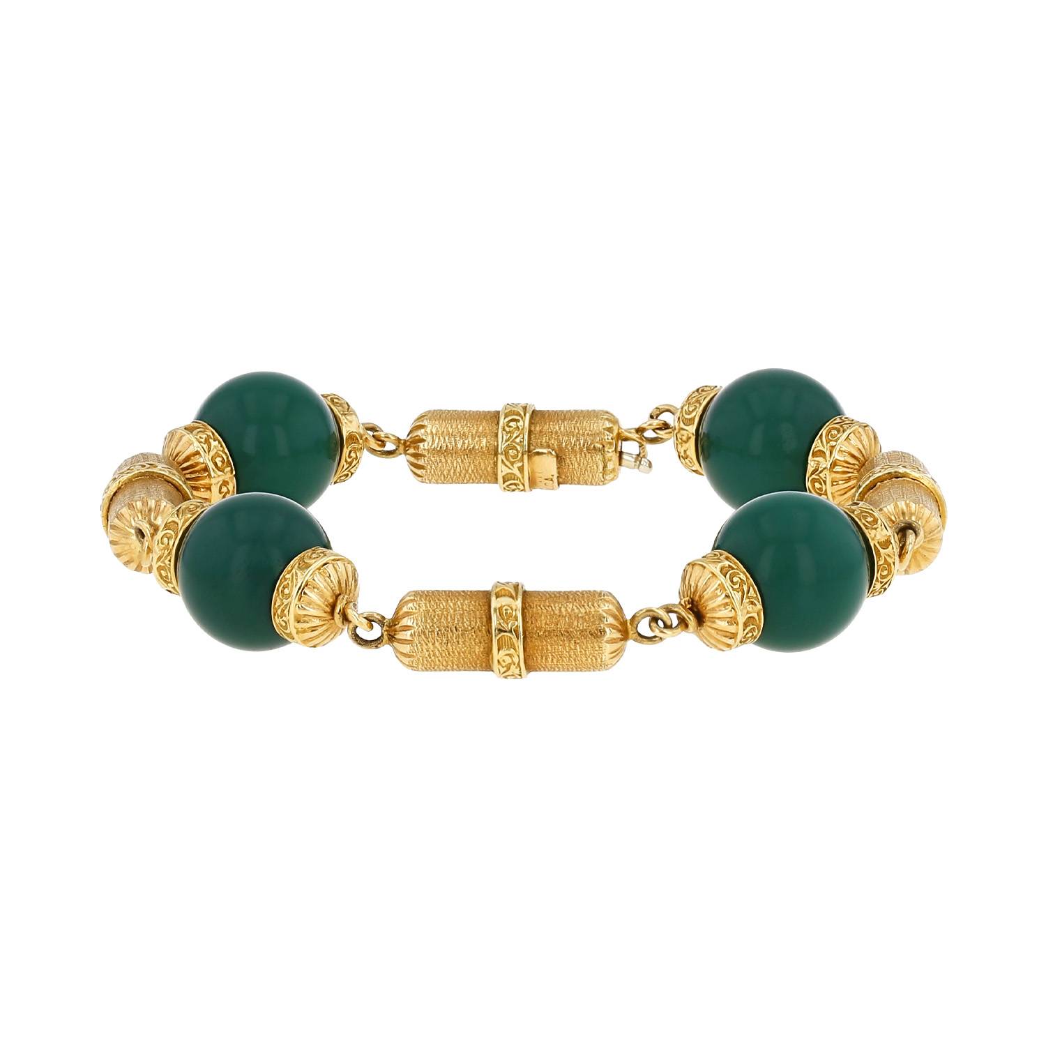Van Cleef & Arpels bracelet in yellow gold and chrysoprase