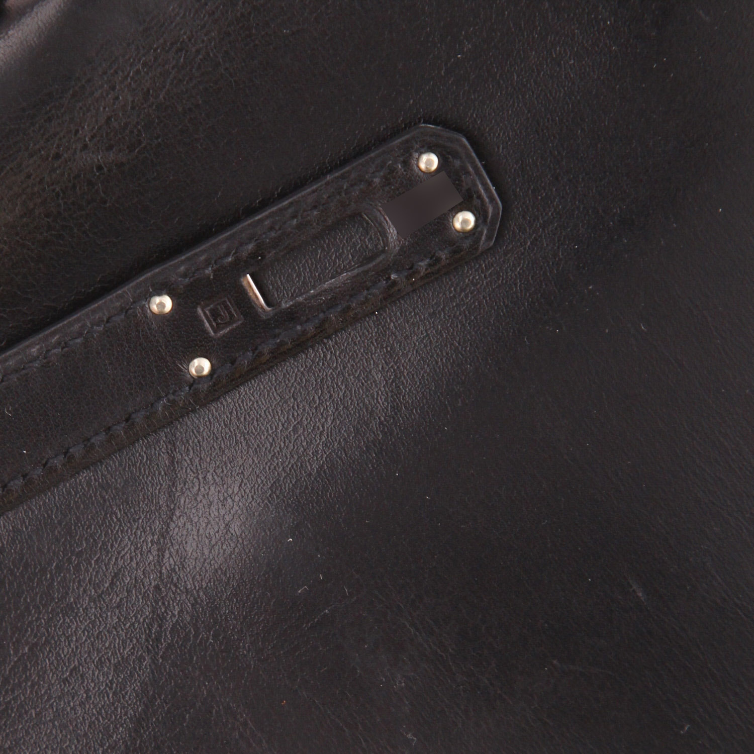 Hermès Kelly Cut pouch in black box leather - Detail D4