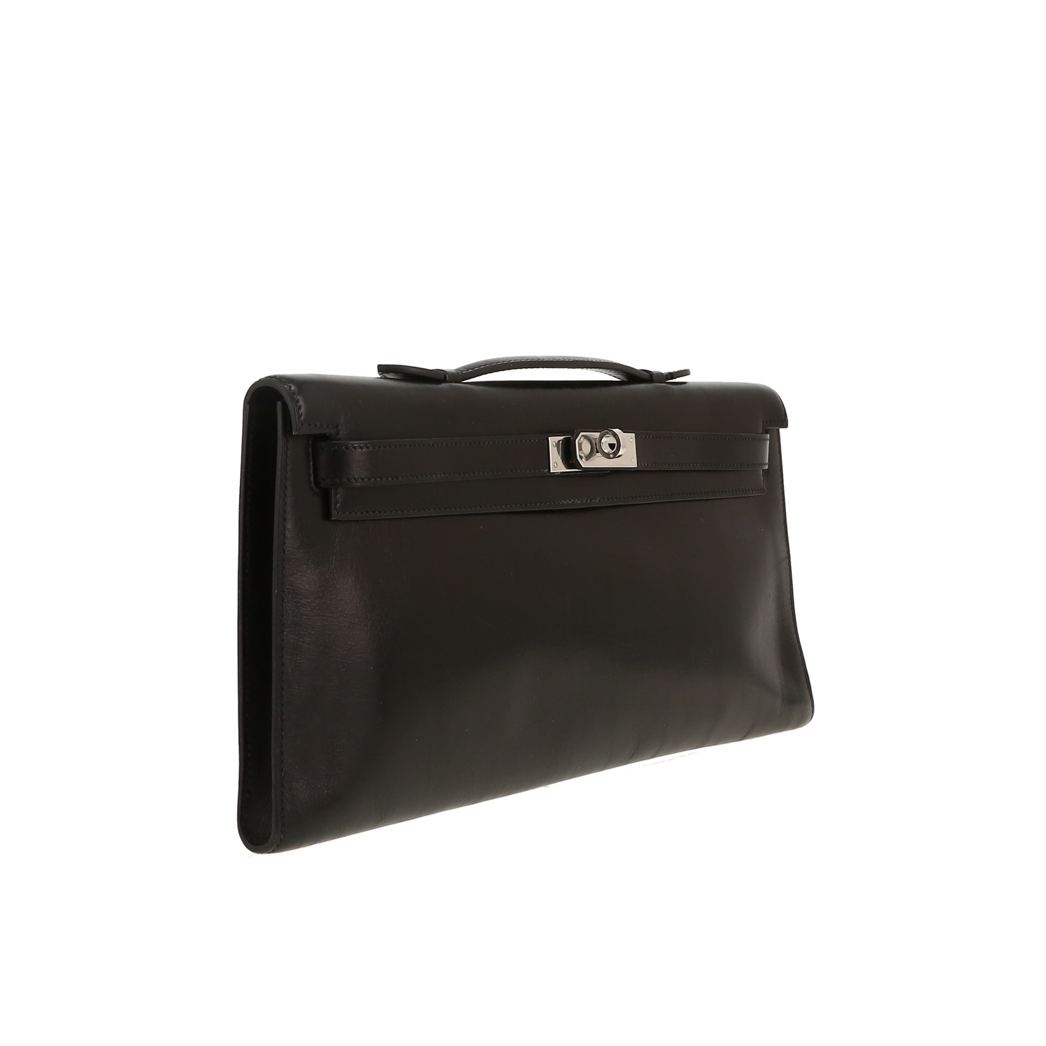 Pochette Hermès  Kelly Cut en cuir box noir - Detail D6