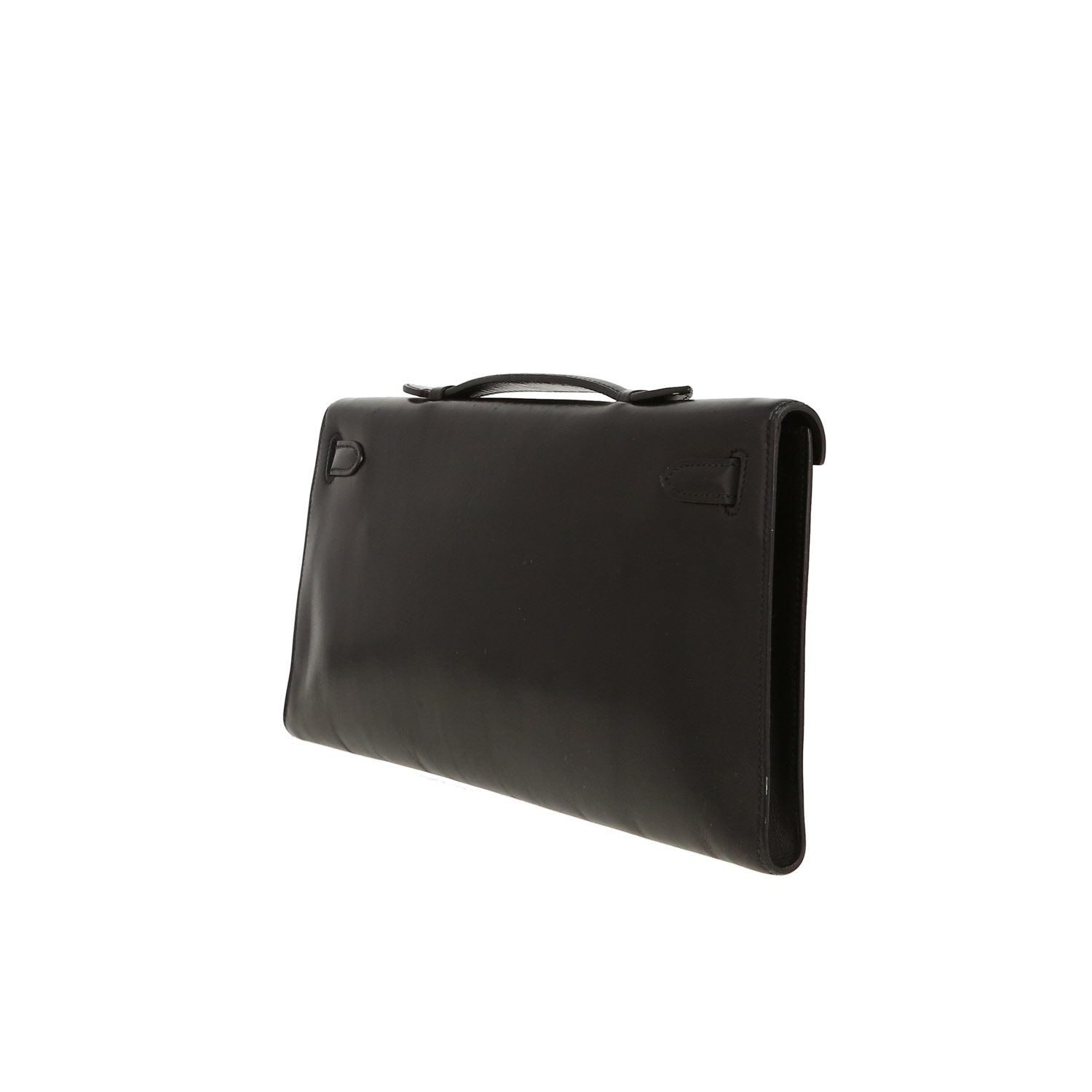 Pochette Hermès  Kelly Cut en cuir box noir - Detail D7