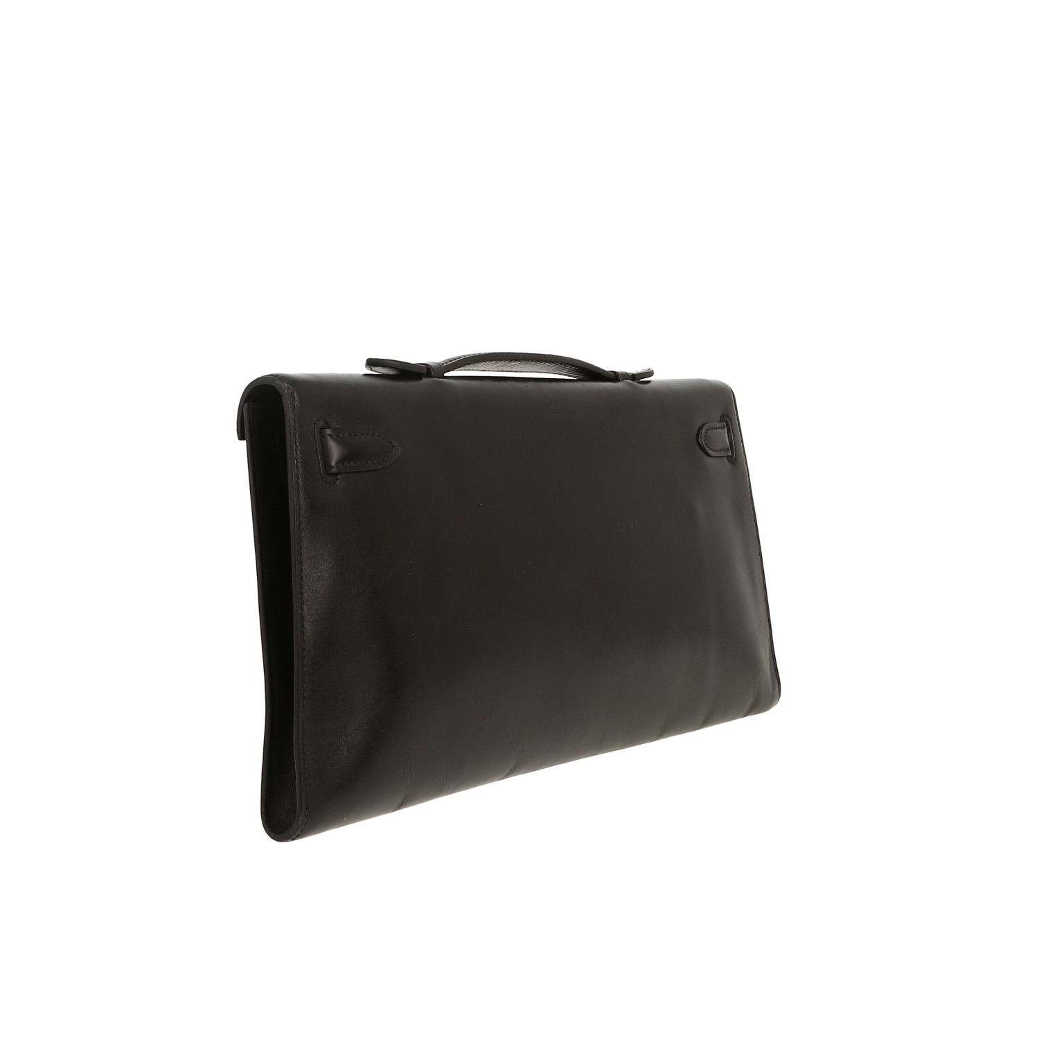 Bolsito de mano Hermès  Kelly Cut en cuero box negro - Detail D9
