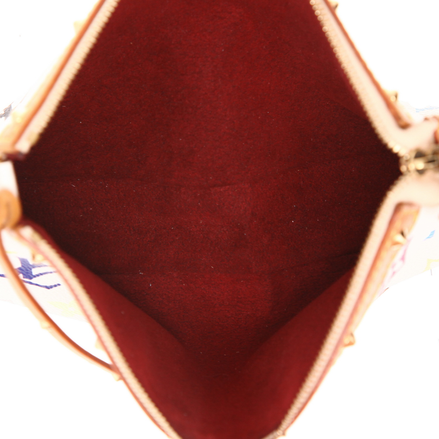 Bolso de mano Louis Vuitton  Pochette accessoires en lona Monogram blanca y multicolor y cuero natural - Detail D3