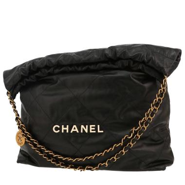 Chanel  22 large model  shopping bag  in black quilted leather