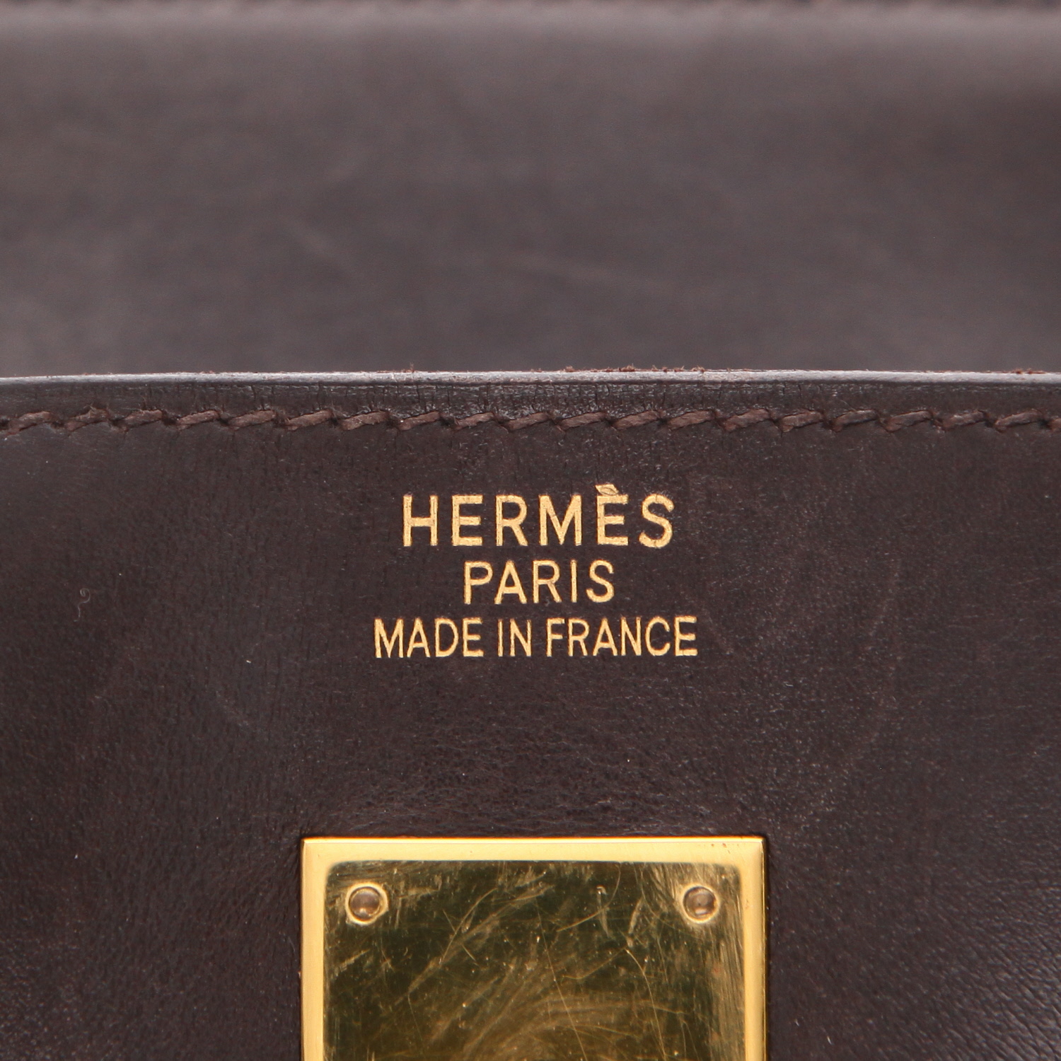 Borsa Hermès  Haut à Courroies 32 cm in pelle box marrone - Detail D2