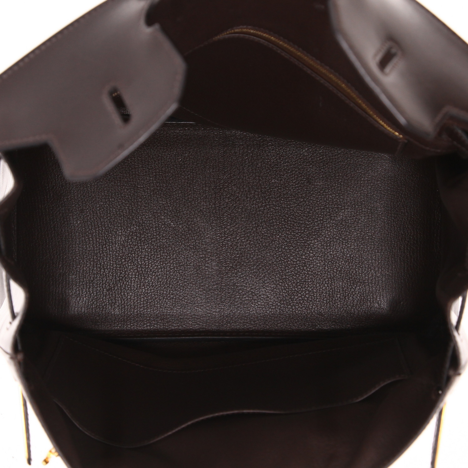 Bolso de mano Hermès  Haut à Courroies 32 cm en cuero box marrón - Detail D3