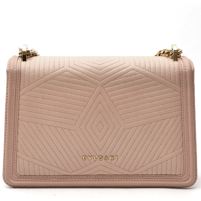 Sac bandoulière Bulgari  Forever en cuir rose-poudre - Detail D7