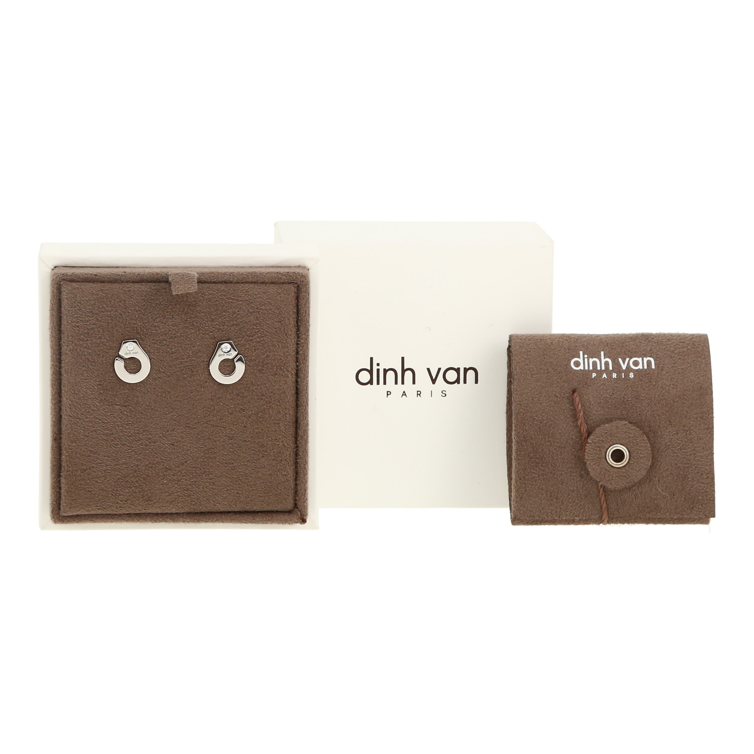 Dinh Van Menottes R7,5 earrings in white gold and diamonds - Detail D2