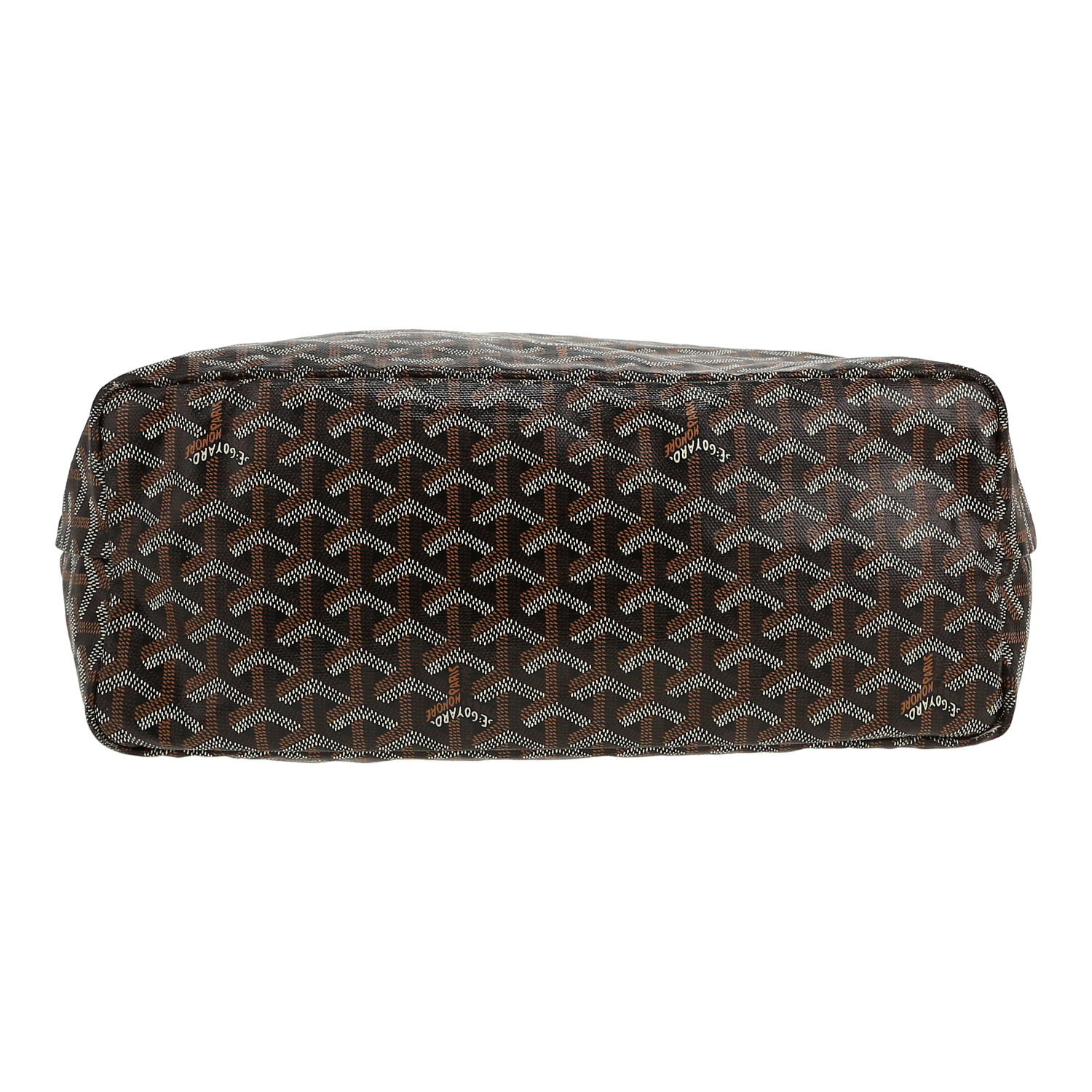 Sac cabas Goyard  Saint-Louis en toile Goyardine marron et noire et cuir marron - Detail D1