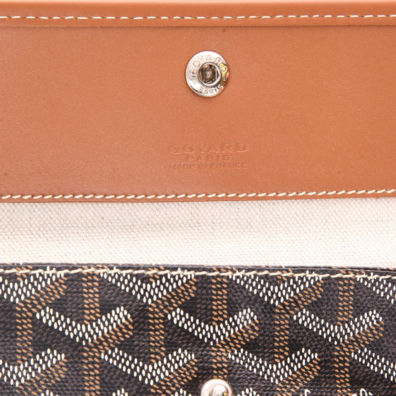 Bolso Cabás Goyard  Saint-Louis en tela Goyardine marrón y negra y cuero marrón - Detail D2