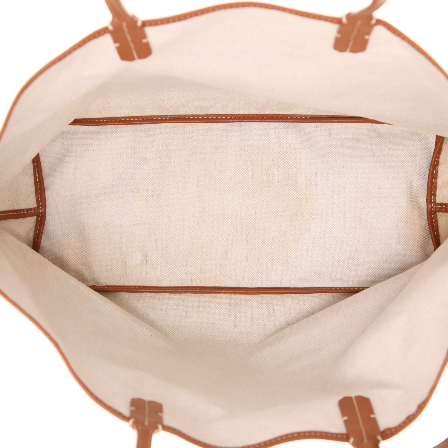 Sac cabas Goyard  Saint-Louis en toile Goyardine marron et noire et cuir marron - Detail D3