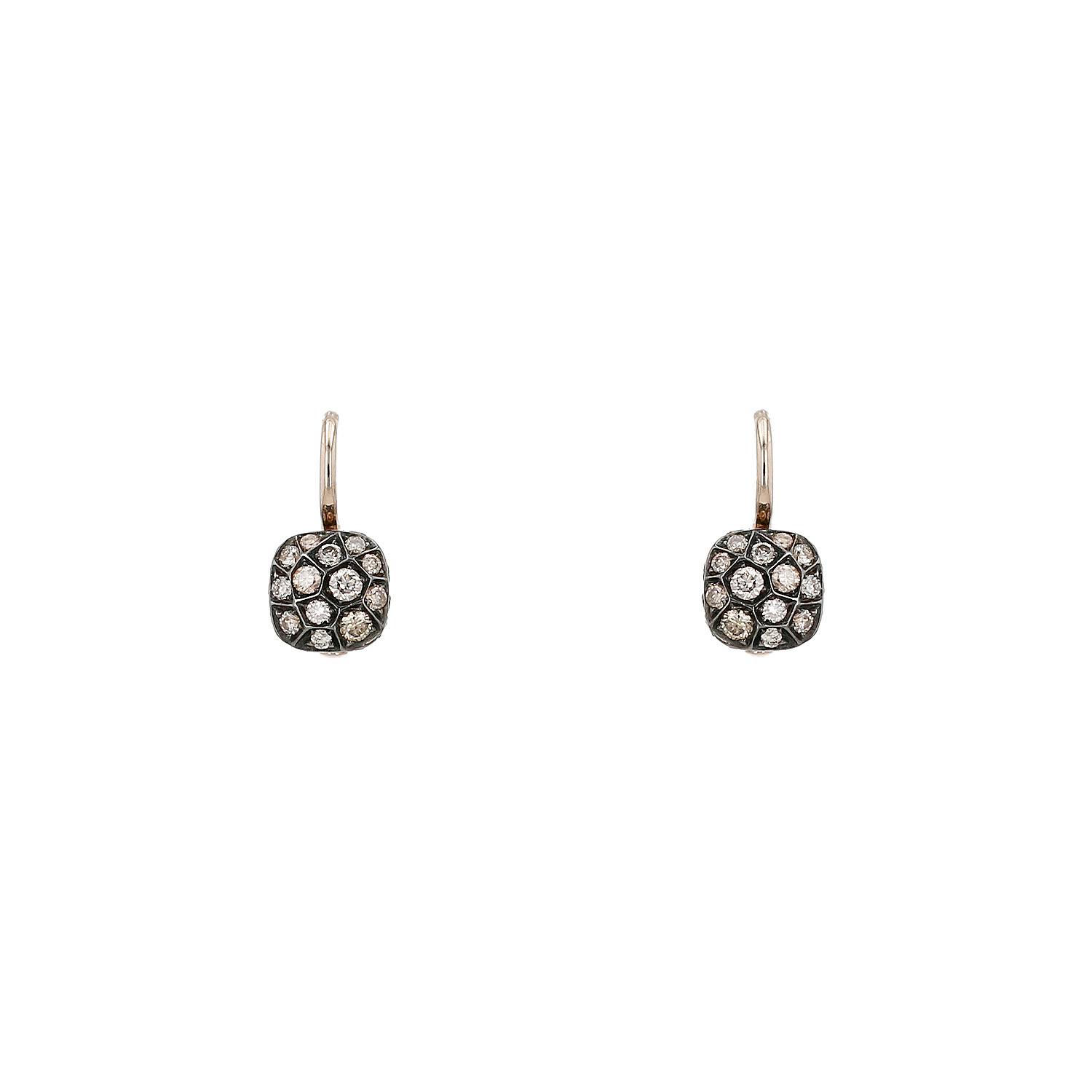 Pendientes Pomellato Nudo Petit de oro rosa, oro blanco y diamantes color coñac - 00pp