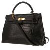 Hermès  Kelly 32 cm handbag  in black porosus crocodile - 00pp thumbnail