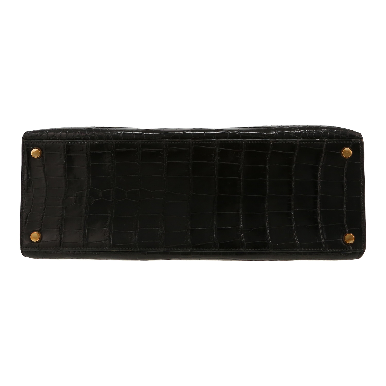 Sac à main Hermès  Kelly 32 cm en crocodile porosus noir - Detail D1