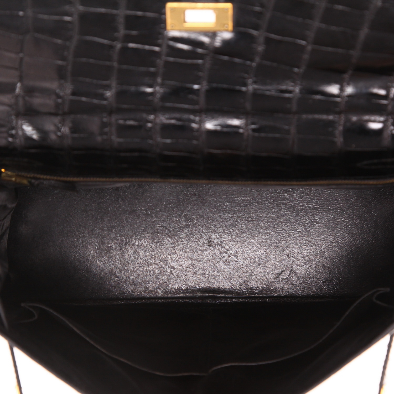 Borsa Hermès  Kelly 32 cm in coccodrillo marino nero - Detail D3