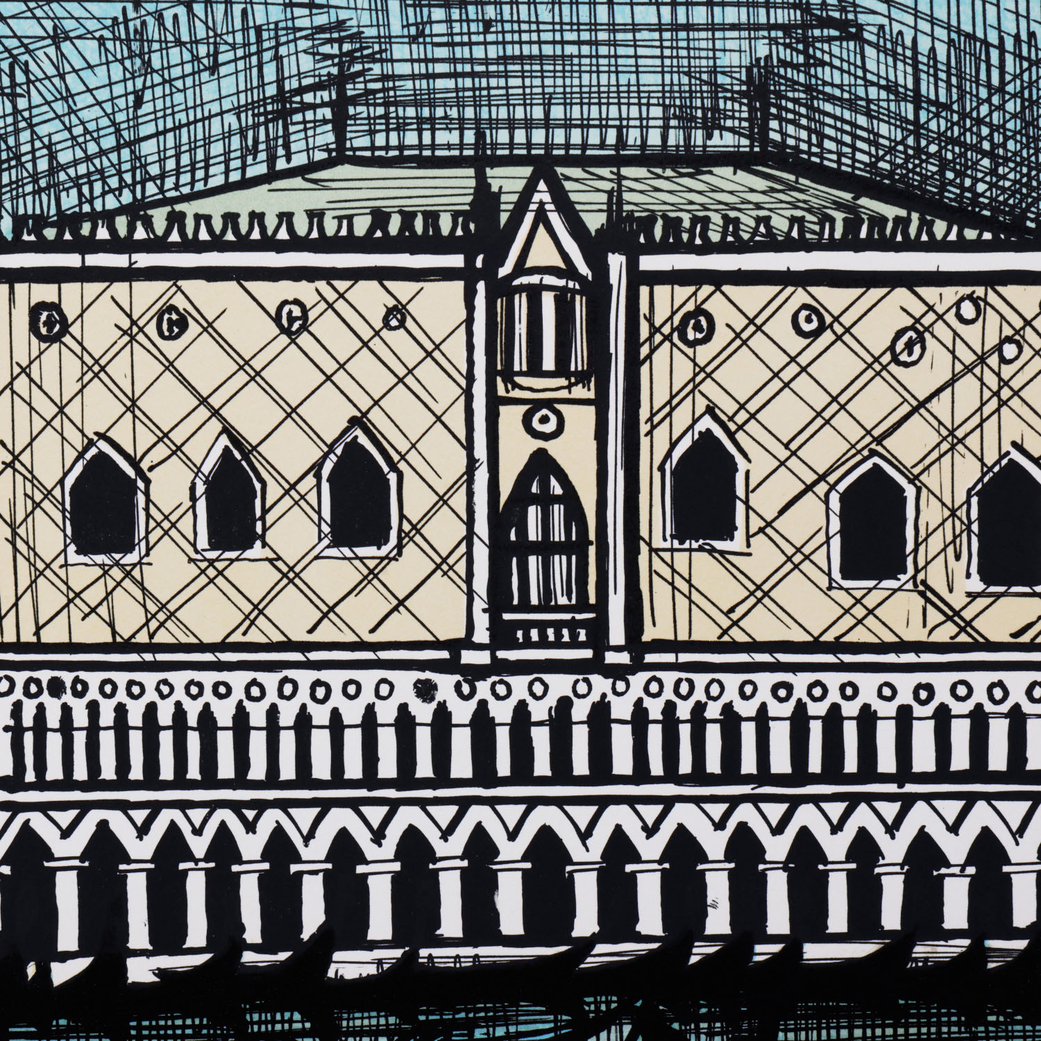 Bernard Buffet (1928-1999), Le Campanile et le Palais des Doges - 1986 - Detail D2