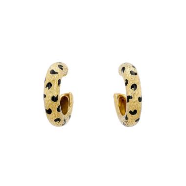 Fred Panthère  1970's earrings for non pierced ears in yellow gold and enamel