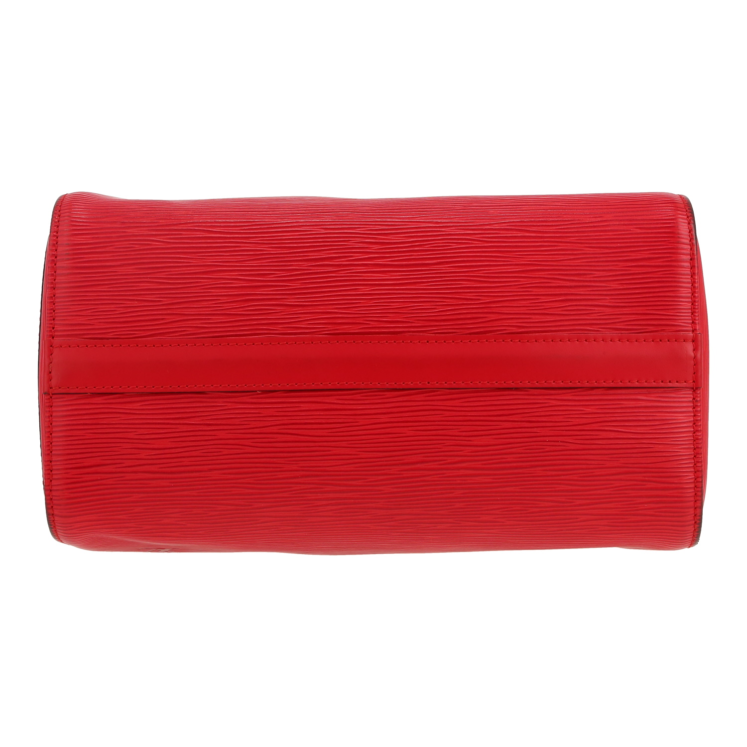 Sac à main Louis Vuitton  Speedy 25 en cuir épi rouge - Detail D1