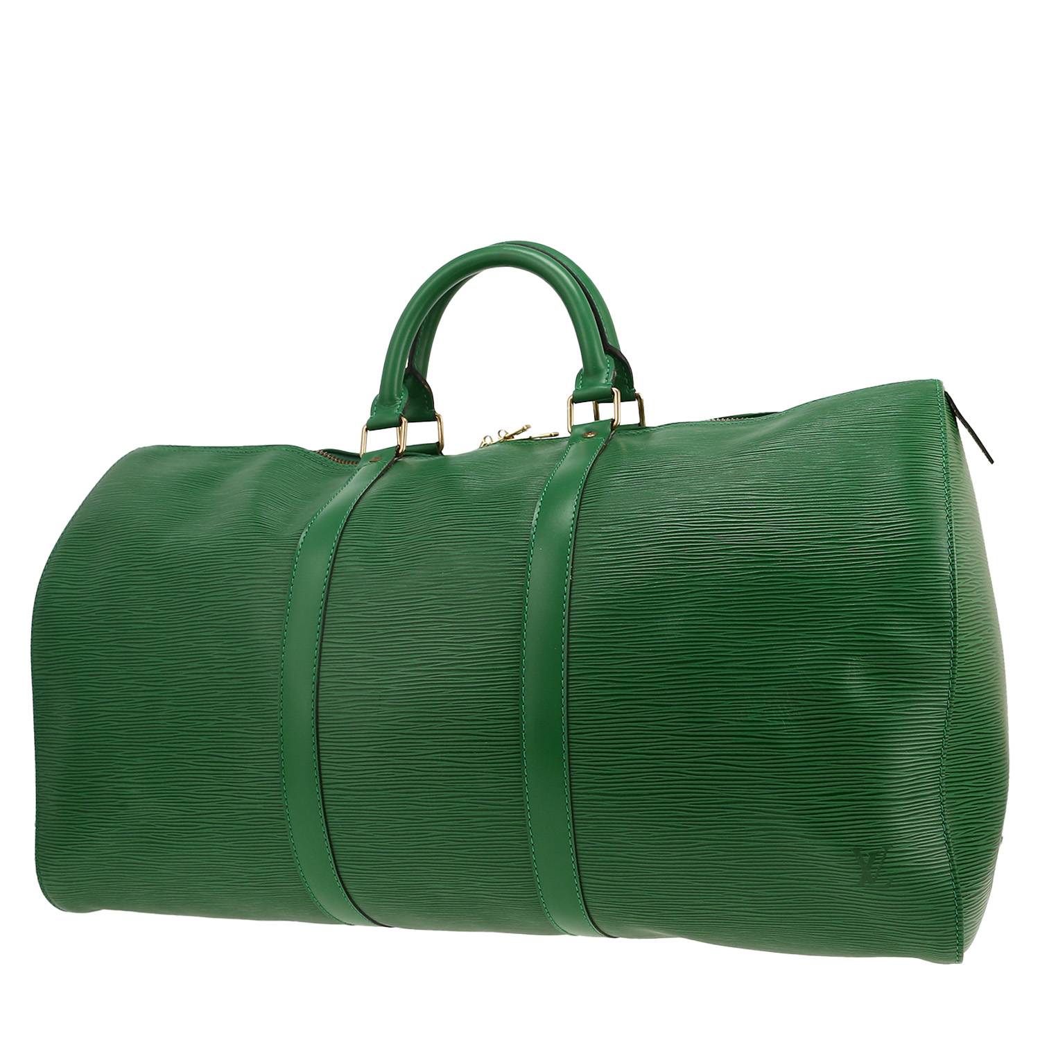 Borsa da viaggio Louis Vuitton  Keepall 45 in pelle Epi verde