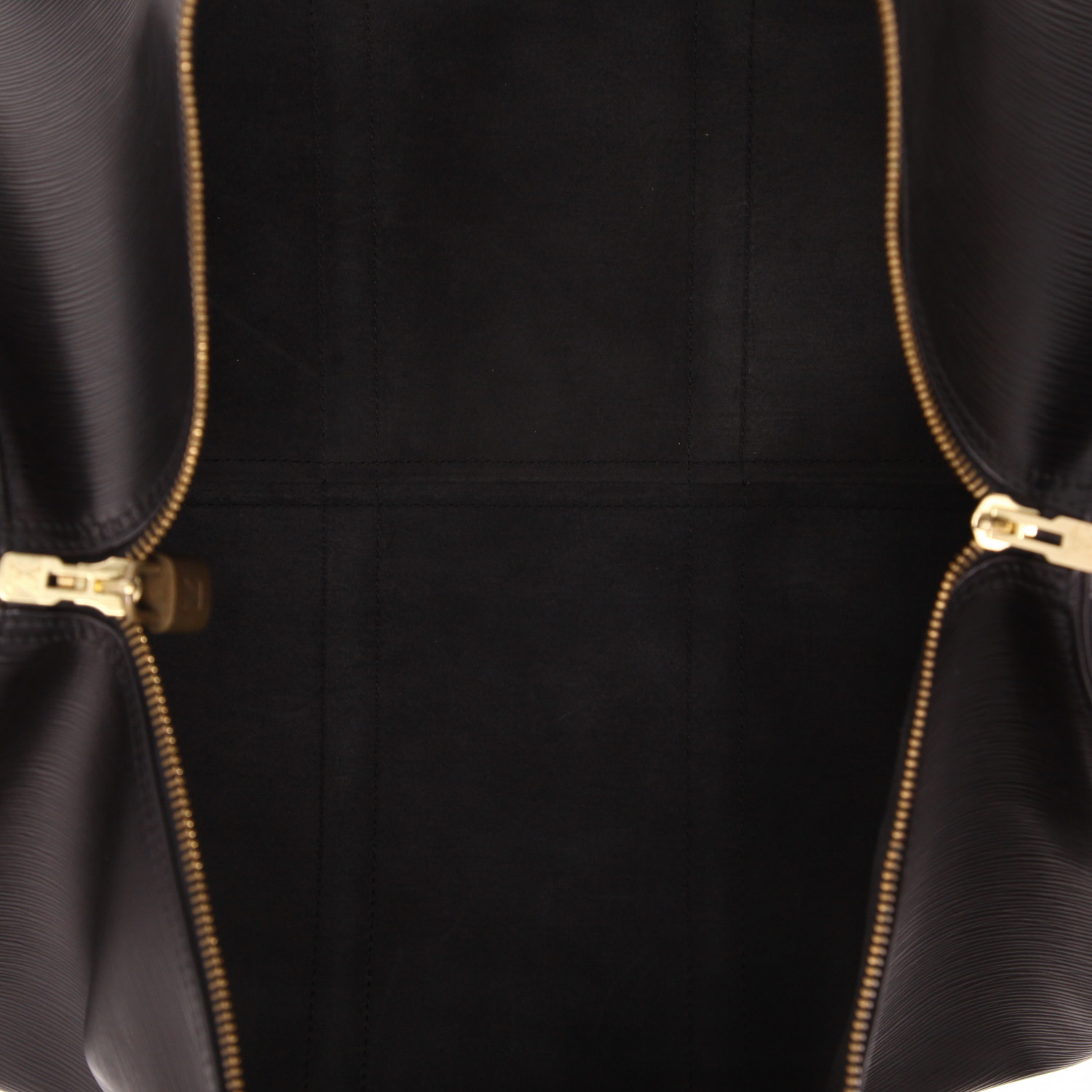 Louis Vuitton  Keepall 55 travel bag  in black epi leather  and natural leather - Detail D3