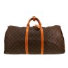 Sac de voyage Louis Vuitton  Keepall 60 en toile monogram marron et cuir naturel - 360 thumbnail