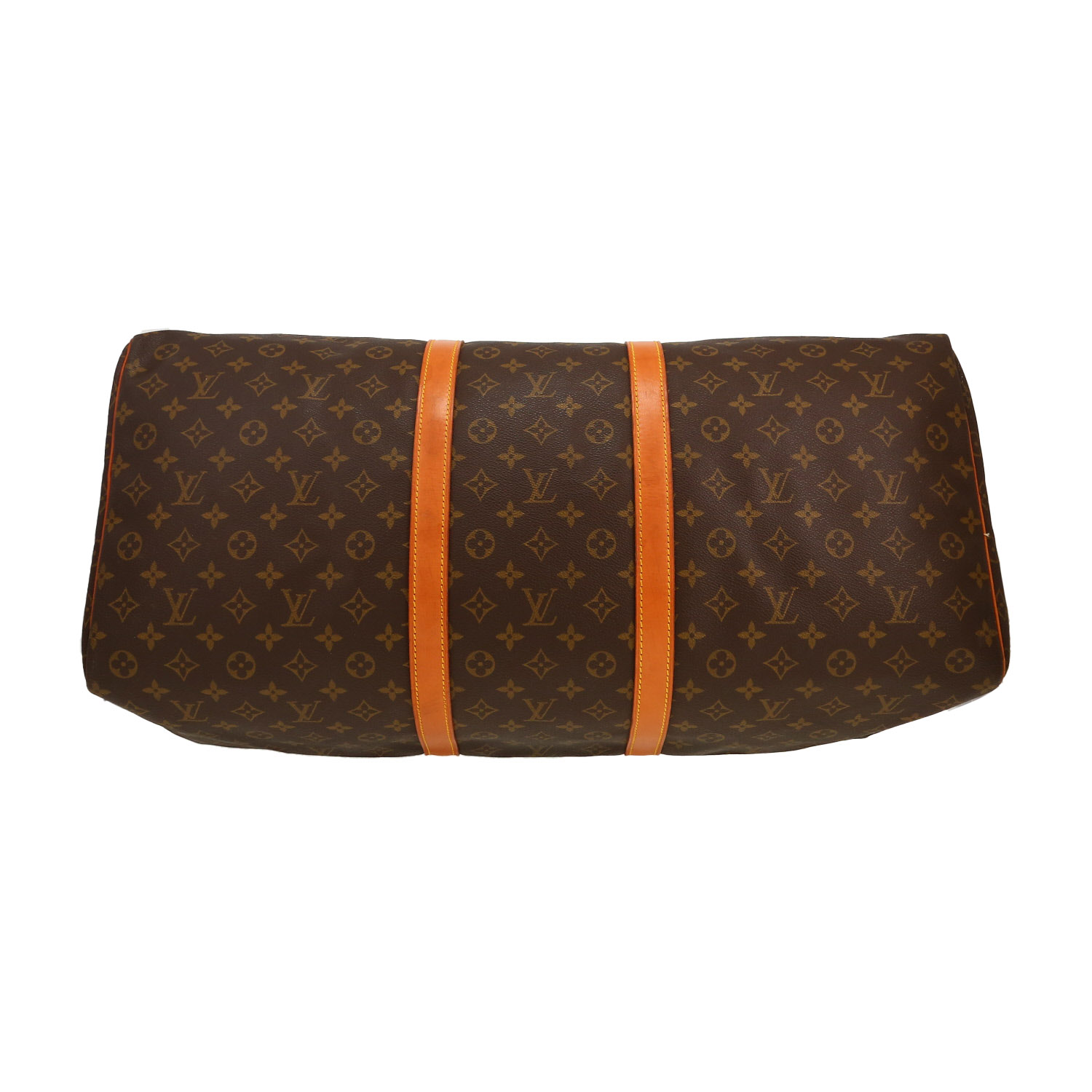 Sac de voyage Louis Vuitton  Keepall 60 en toile monogram marron et cuir naturel - Detail D1