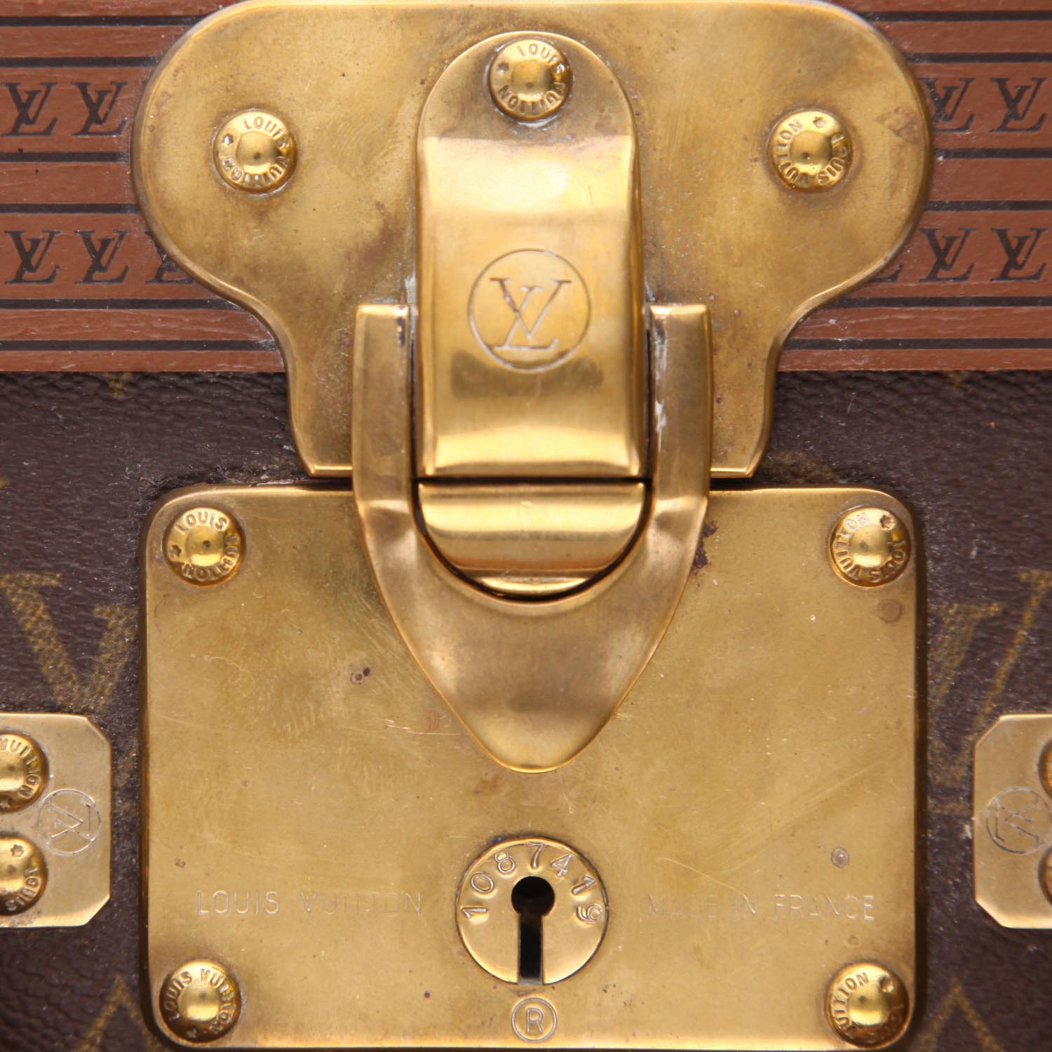 Valigia Louis Vuitton Alzer 70 in tela Monogram marrone e pelle naturale - Detail D2