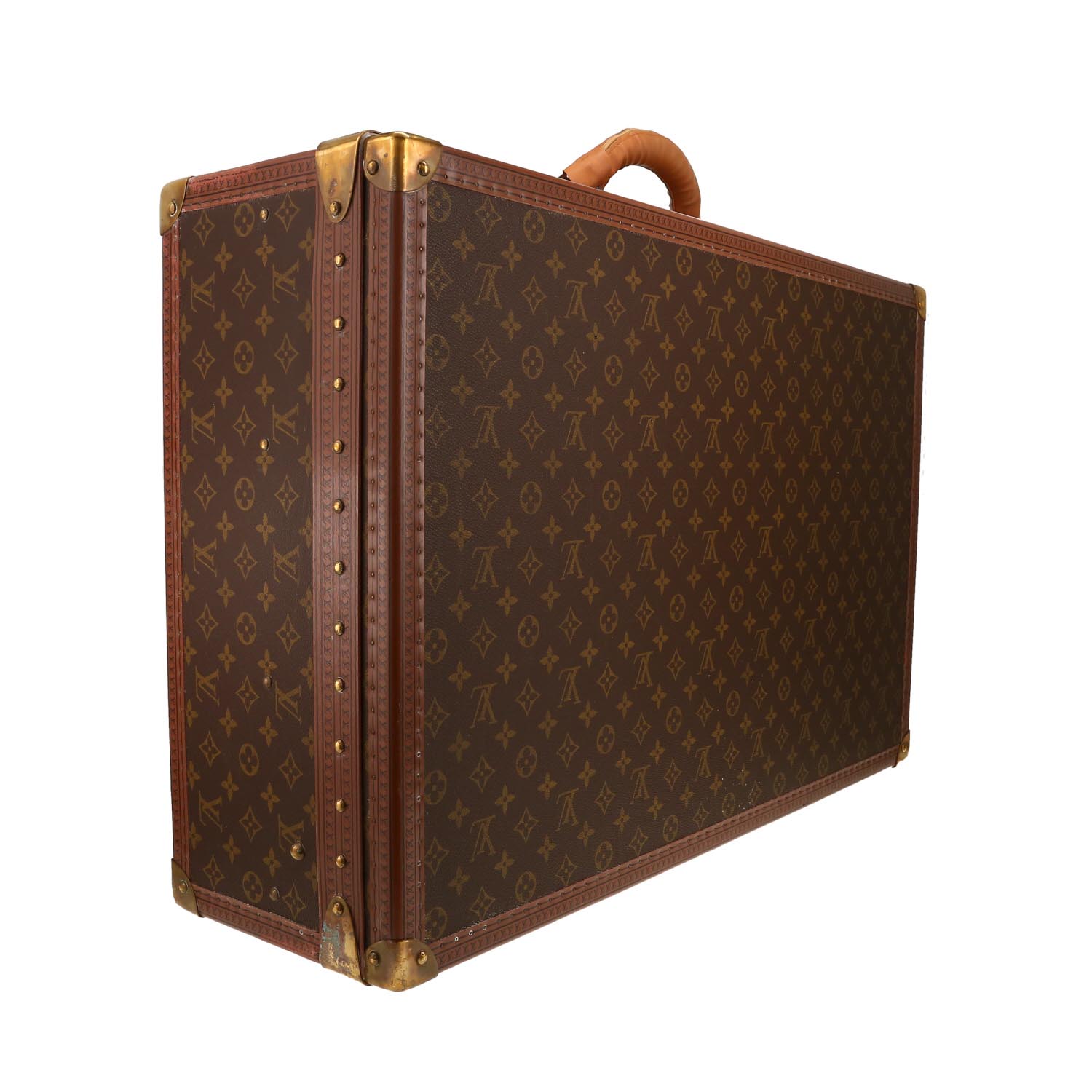Valigia Louis Vuitton Alzer 70 in tela Monogram marrone e pelle naturale - Detail D6