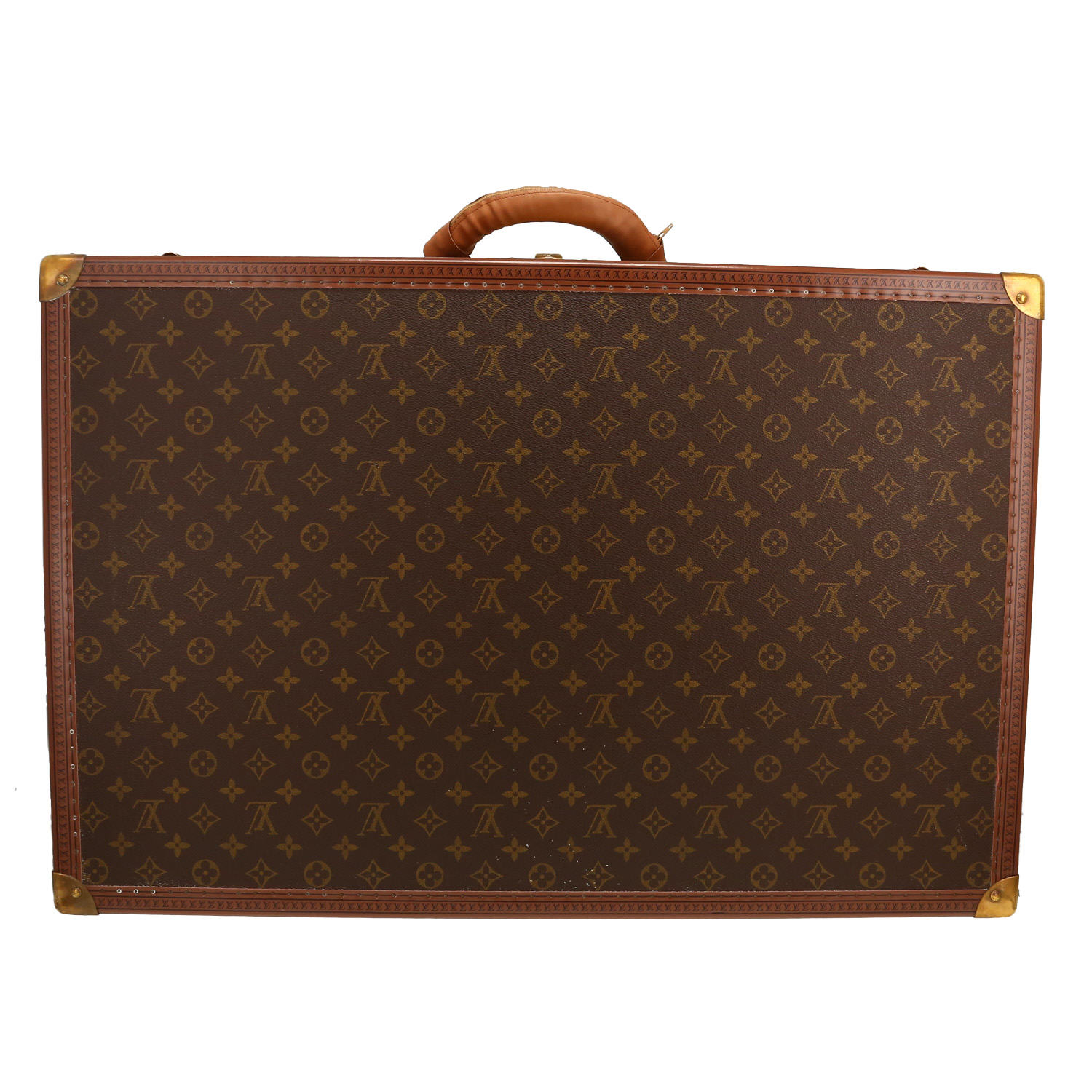 Maleta Louis Vuitton Alzer 70 de lona Monogram marrón y cuero natural - Detail D7