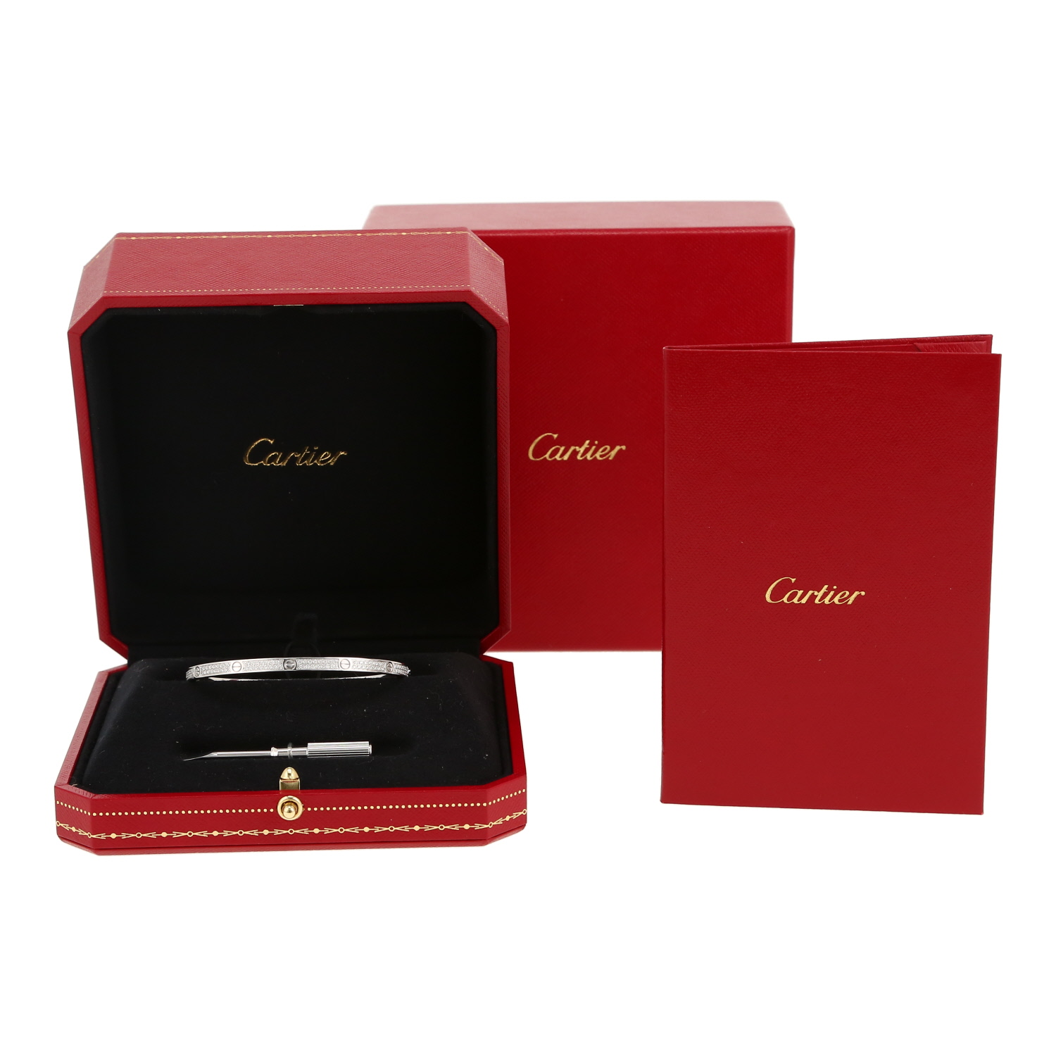 Brazalete Cartier Love pavé modelo pequeño de oro blanco y diamantes - Detail D2