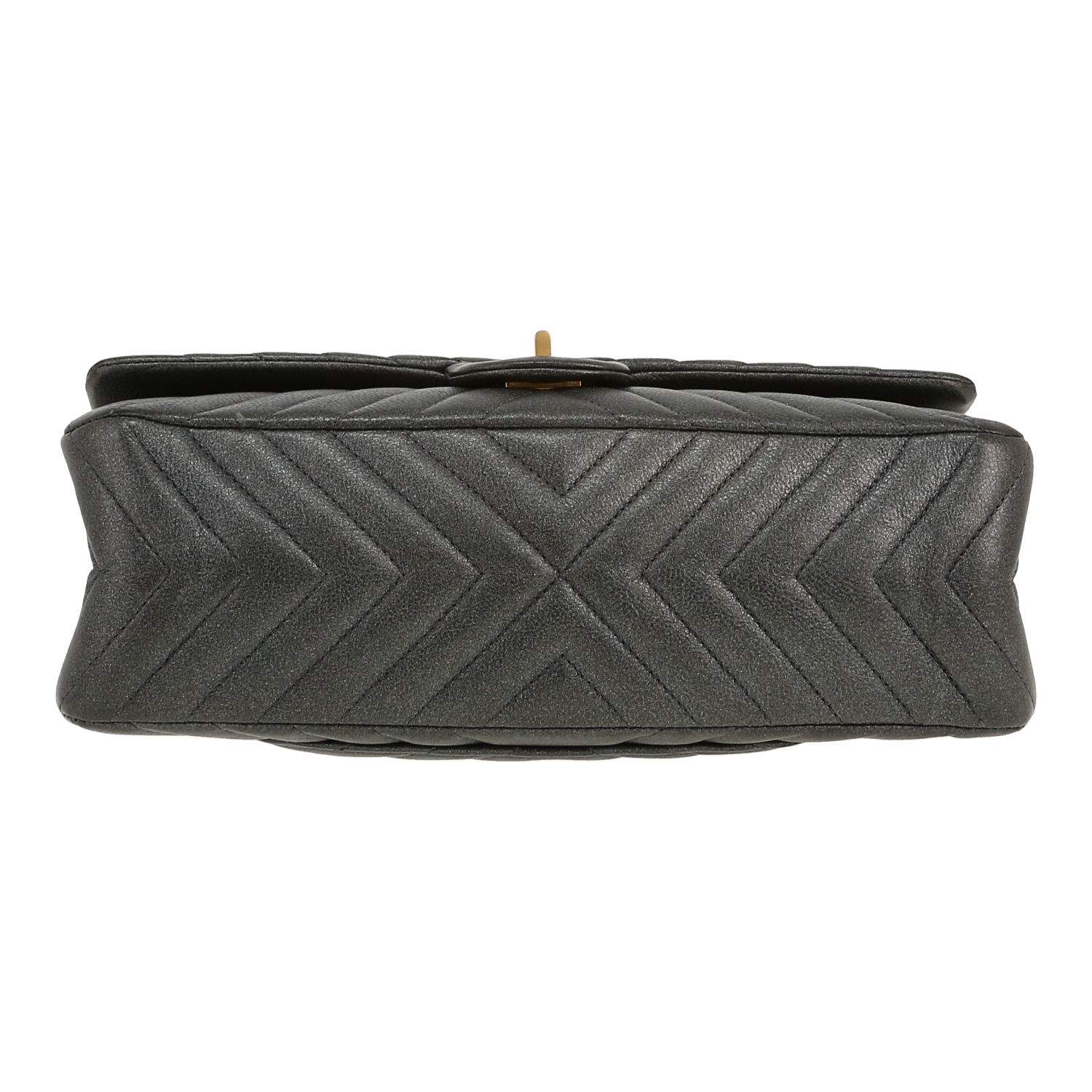 Borsa a tracolla Chanel  2.55 in pelle iridescente trapuntata grigia - Detail D1