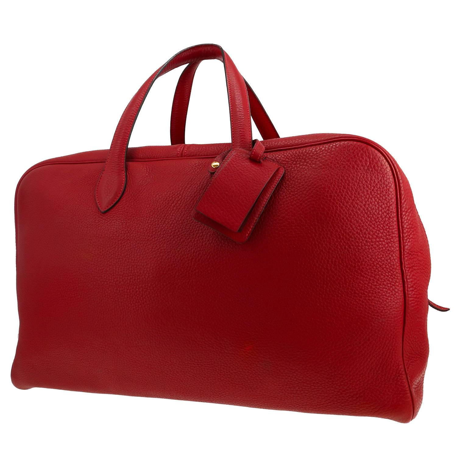 Bolsa de viaje Hermès  Victoria - Travel Bag en cuero taurillon clémence rojo