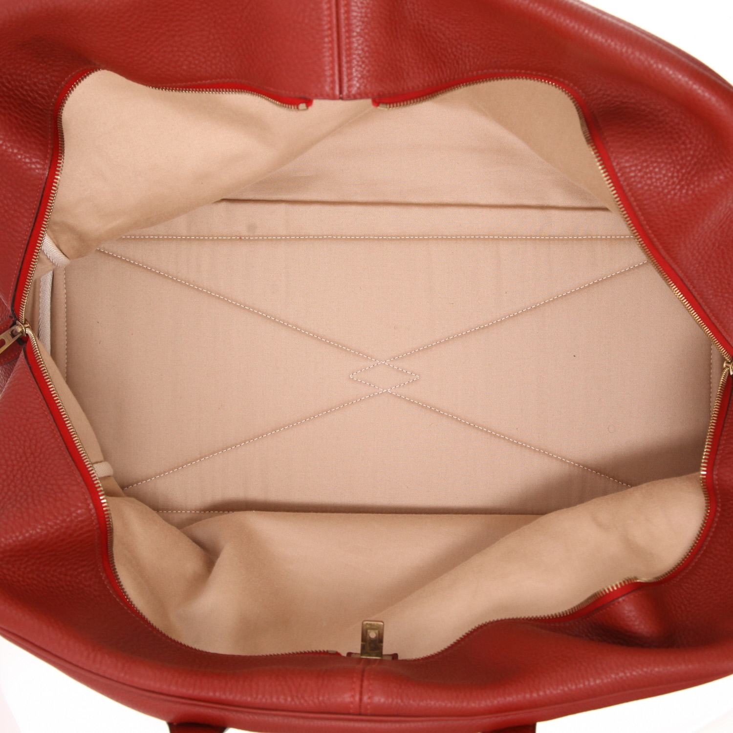 Hermès  Victoria - Travel Bag travel bag  in red leather taurillon clémence - Detail D3